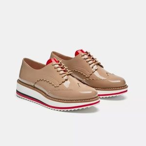 Zara Heart Tongue Patent Platform Oxfords